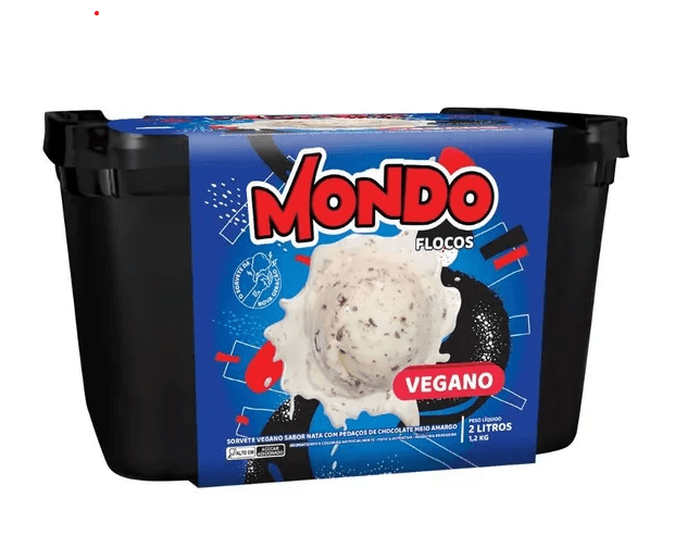 Sorvete Vegano Sabor Flocos Mondo 2l refrig.