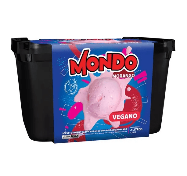 Sorvete Vegano Sabor Morango Mondo 2l refrig.