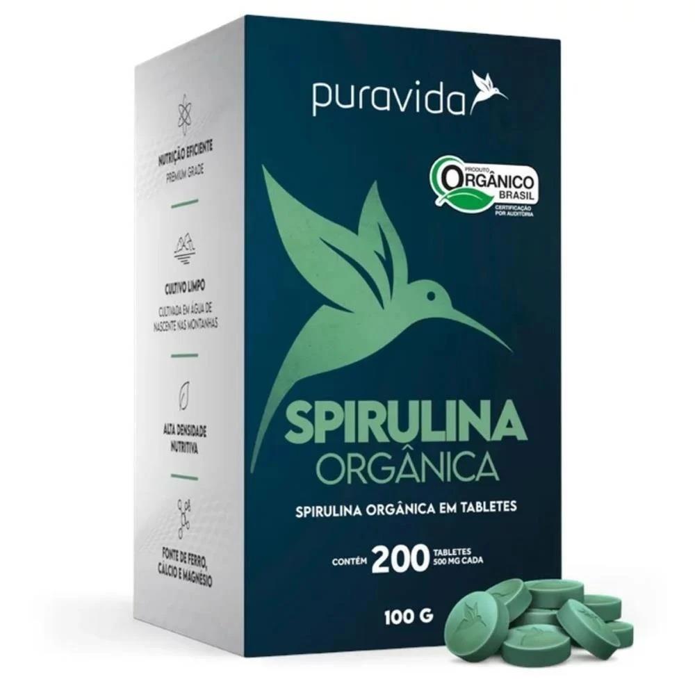 Spirulina Orgânica Em Tabletes De 500mg Puravida 100g