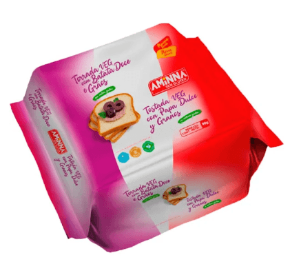 Torrada Veg Sem Gluten com Batata Doce e Graõs Aminna 90g