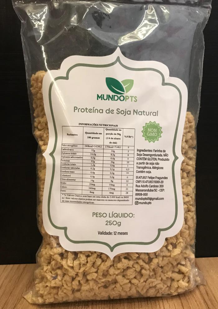 Proteina de Soja Granulada Natural nao transgenica Mundo PTS 250g