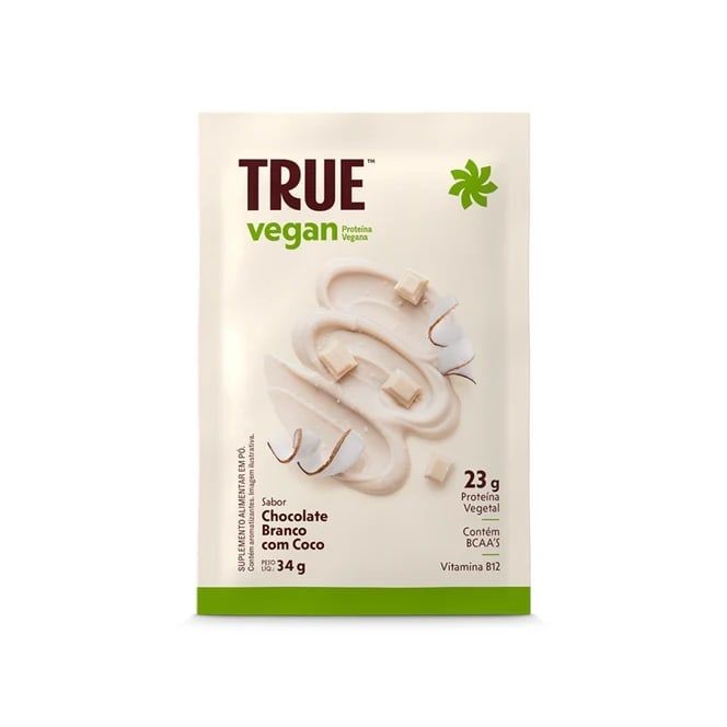 Proteína Isolada de Ervilha e Arroz Chocolate Branco com Coco True Vegan 34g