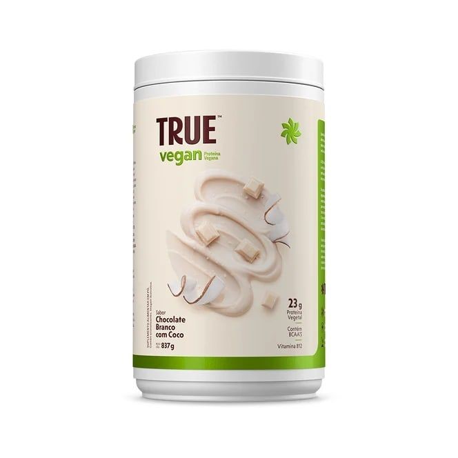 Proteína Isolada de Ervilha e Arroz Chocolate Branco com Coco True Vegan 837g