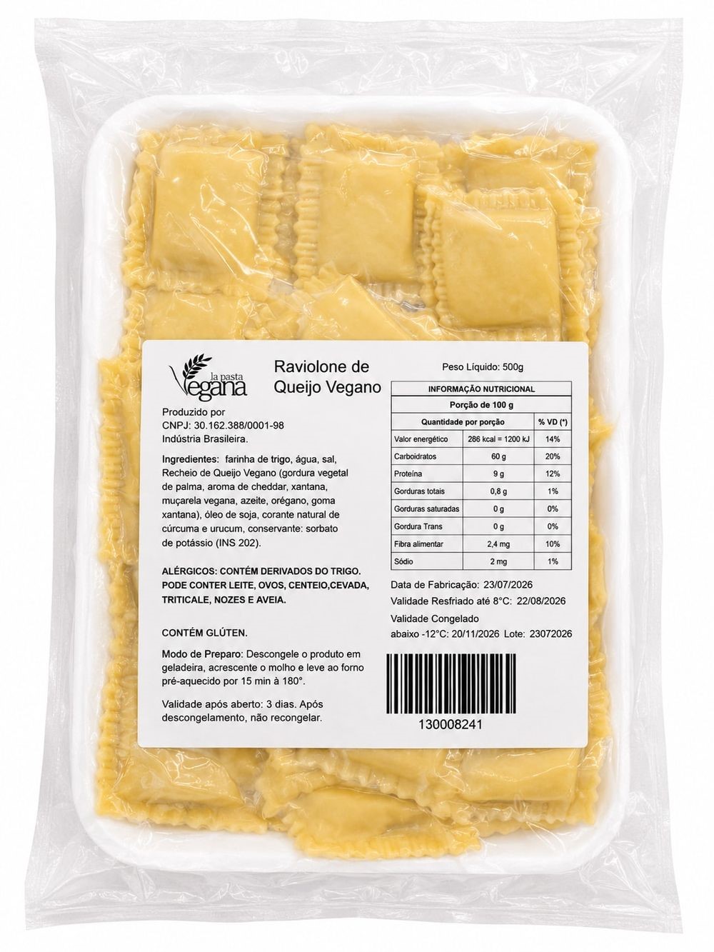 Ravioli De Queijo La Pasta Vegana 500g refrig.