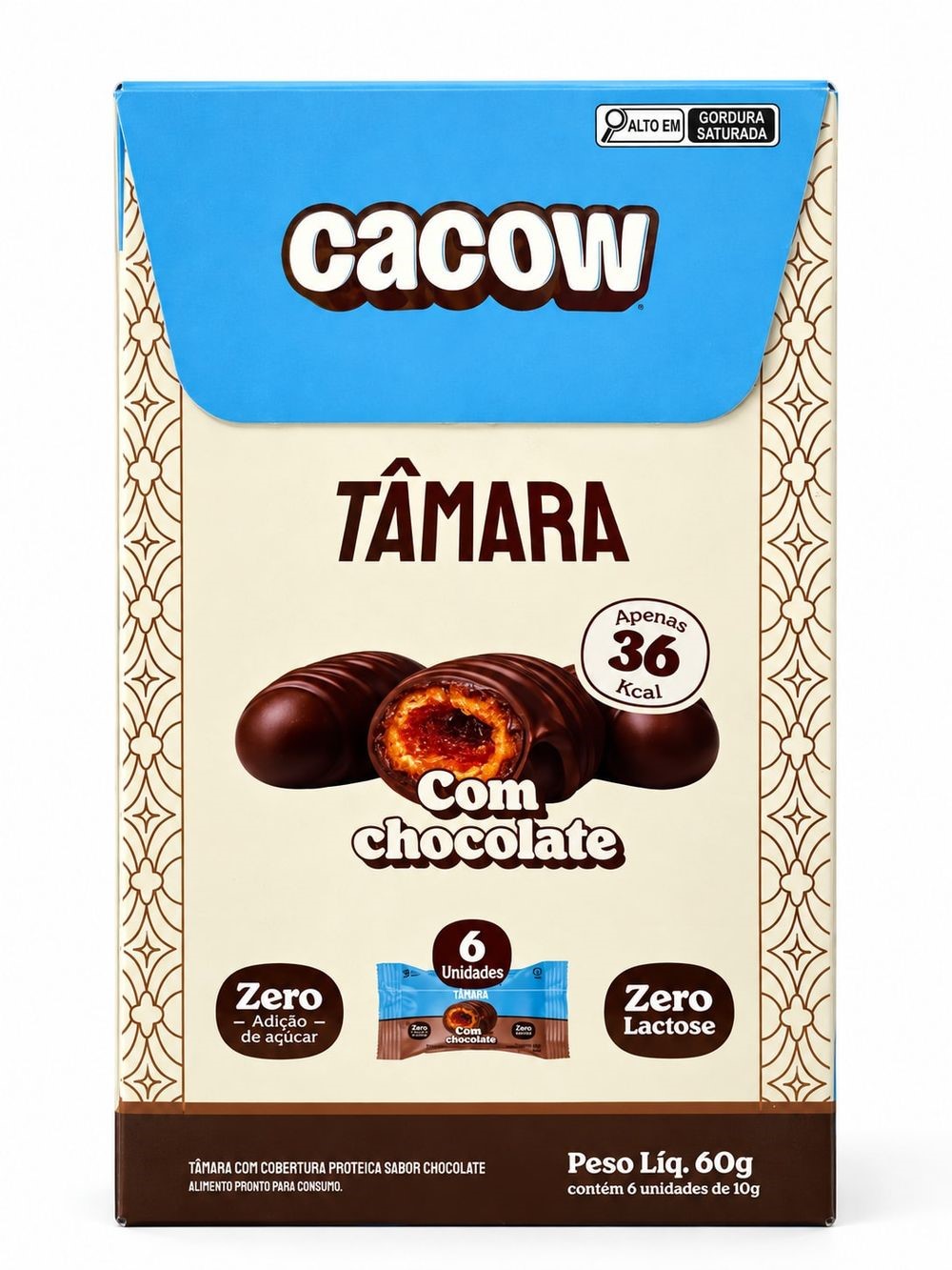 Tâmara com Cobertura Proteica Sabor Chocolate Cacow 60g