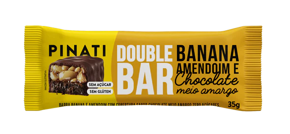 Pinati PINATI - DOUBLE BAR BANANA, AMENDOIM E CHOC MEIO AMARGO 32 X 35G