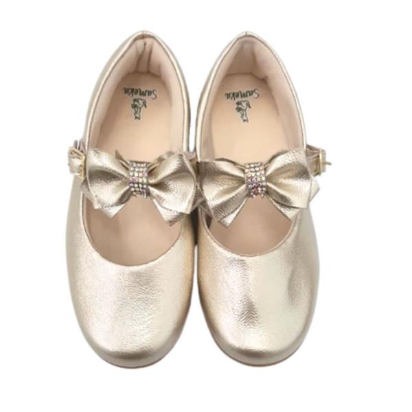 Sapatinho para Menina Dourado Sameka Laço Strass Festa