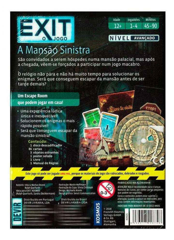 Exit A Mansão Sinistra Jogo Escape Room