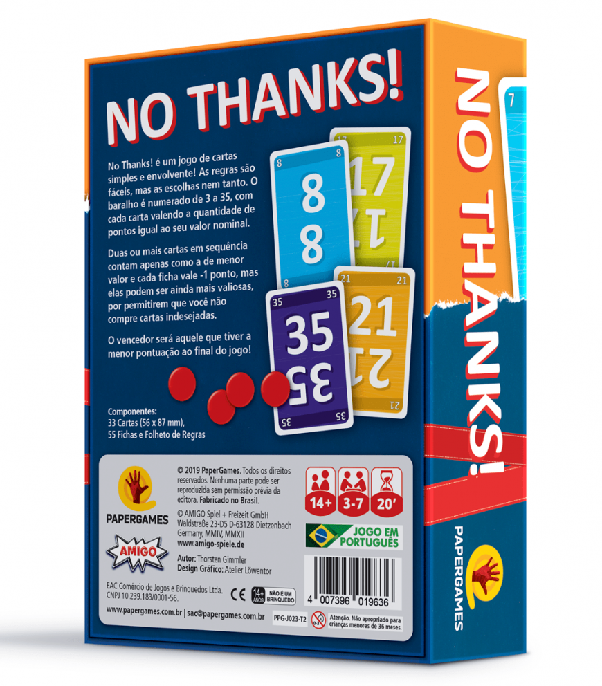 Place Games No Thanks! Jogo de Cartas Paper Games J023