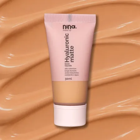 Base Líquida Hyaluronic Matte Cor 4- Nina Makeup 30ml