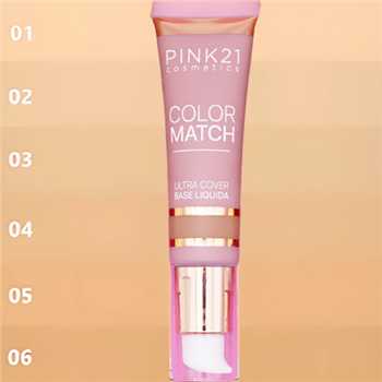 Base Líquida Ultra Cover Color Match Pink 21 Cosmetics 30ml