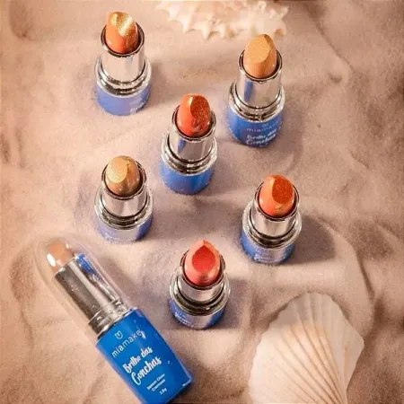 Batom Glow Cremoso Brilho das Conchas Mia Make 3,8g