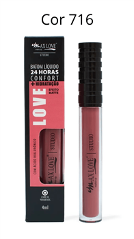 Batom Líquido 24 Horas Confort Hidratação Max Love 4ml (716-721)