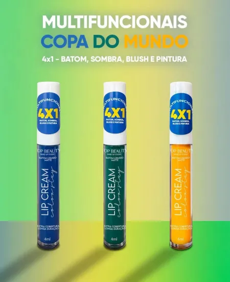 Batom Multifuncional 4x1 Top Beauty Lip Cream Color Stay