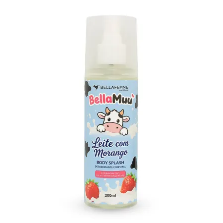 Body Splash Leite Com Morango- Bella Femme 200ml