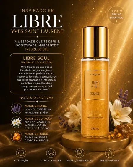 Body Splash Libre Soul Com Brilho- Ana Glow 200ml