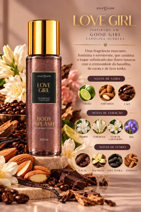 Body Splash Love Girl Com Brilho- Ana Glow 200ml