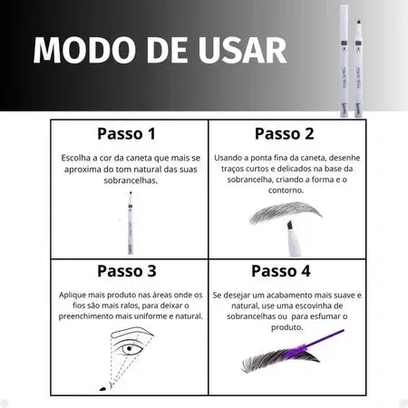 Caneta Delineadora Para Sobrancelhas Magic Brow Castanho Médio- Luisance