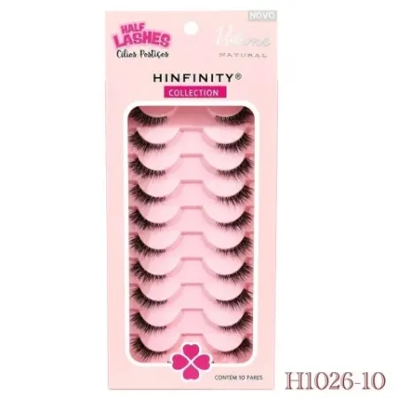 Cartela de Cílios Postiços H1026-10 com 10 pares cantinho Half Lashes - Hinfinity
