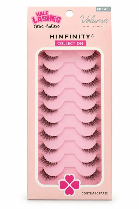 Cartela de Cílios Postiços H1026-10 com 10 pares cantinho Half Lashes - Hinfinity