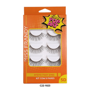 Cílios Pop Art Efeito Foxy Eyes com 5 pares Miss Frandy