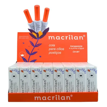 Cola Transparente para Cílios Postiços Box C/56Unid - Macrilan 7g
