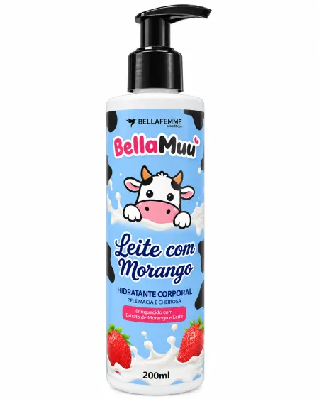 Creme Corporal Leite Com Morango Bella Muu- Bella Femme 200ml