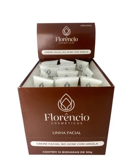 Creme Facial No Acne com Argila Box C/12Unid- Florêncio 50g