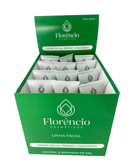 Creme Facial Pepino+ Colágeno Box C/12Unid - Florêncio 50g