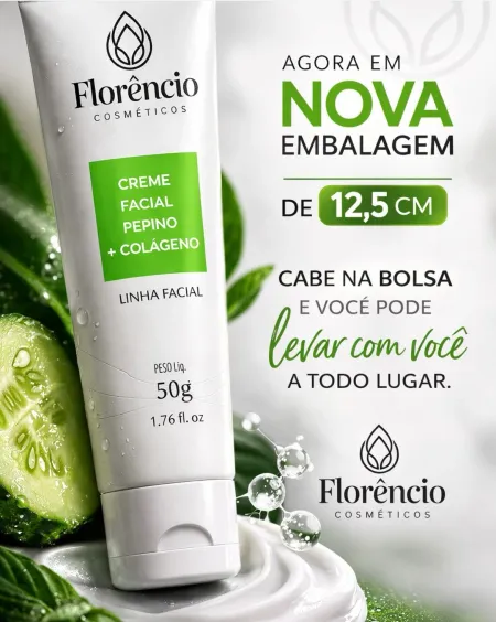 Creme Facial Pepino+ Colágeno- Florêncio 50g