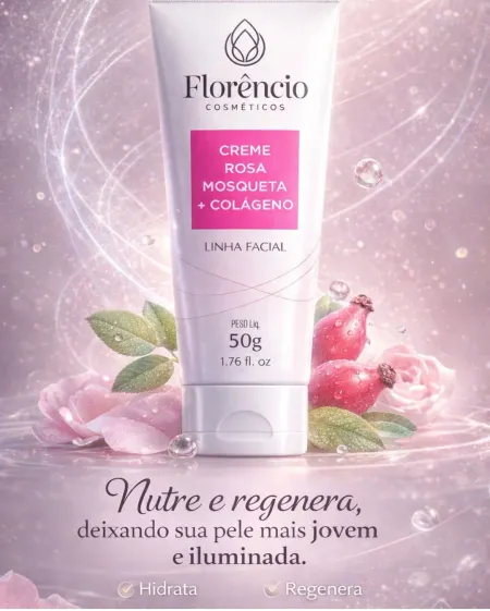 Creme Facial Rosa Mosqueta+ Colágeno- Florêncio 50g