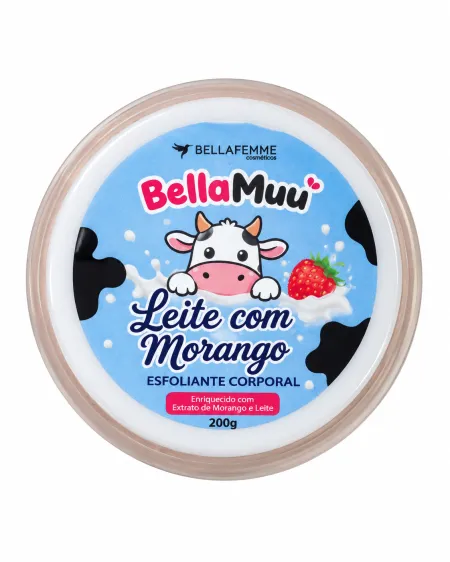 Esfoliante Corporal Leite Com Morango Bella Muu- Bella Femme 200g
