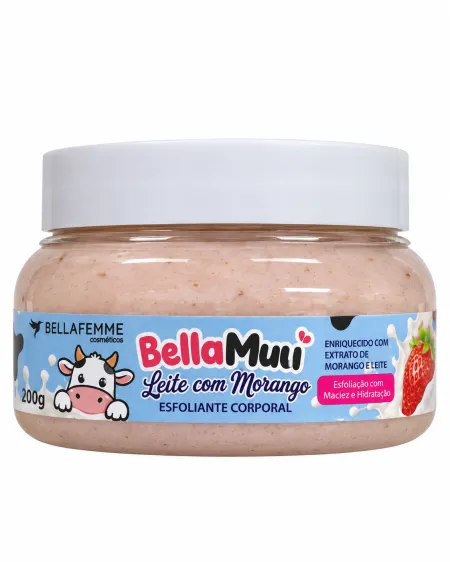 Esfoliante Corporal Leite Com Morango Bella Muu- Bella Femme 200g