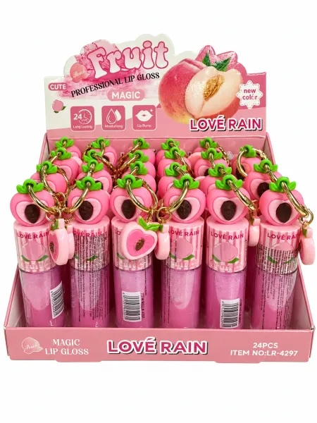Gloss Labial Pêssego Com Chaveiro- Love Rain