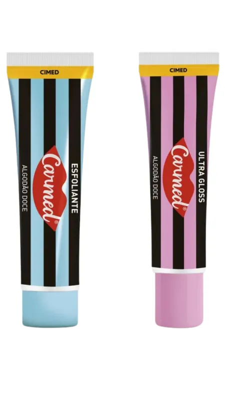 Kit Carmed SOS Hidratante Labial Algodão Doce Esfoliante 10g + Ultra Gloss 10g