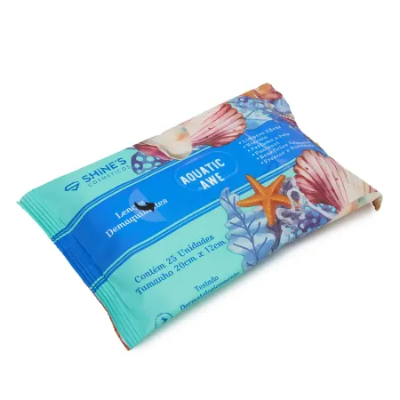 Lenço Demaquilante Aquatic Awe- Shine´s Cosméticos 25un