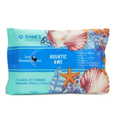Lenço Demaquilante Aquatic Awe- Shine´s Cosméticos 25un