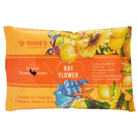 Lenço Demaquilante Ray Flower- Shine´s Cosméticos 25un