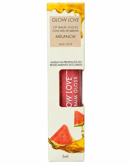 Lip Balm Gloss Glow Love Mel de Abelha e Melancia- Max Love 5ml