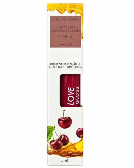 Lip Balm Gloss Mel de Abelha e Cereja Glow Love - Max Love 5ml