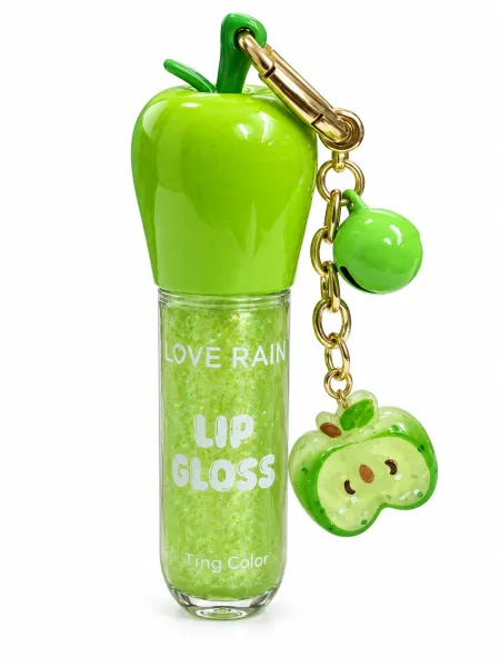 Lip Gloss Maça Verde Com Chaveiro- Love Rain