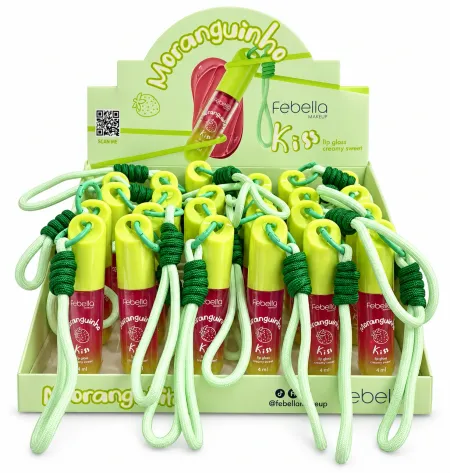 Lip gloss Moranguihno Com Chaveiro Box C/24Unid- Febella Makeup