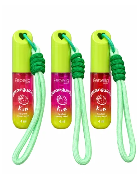 Lip gloss Moranguihno Com Chaveiro- Febella Makeup 4ml