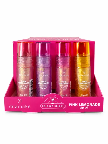 Lip Oil Com Partículas de Brilho Pink Lemonade Box C/24Unid - Mia Make