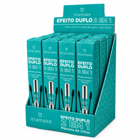 Máscara De Cílios 2 em 1 Efeito Duplo Box C/12Unid - Mia Make