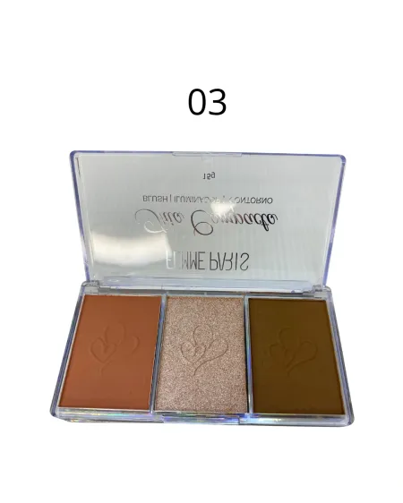 Trio Compacto Blush, Iluminador e Contorno- Femme Paris 15g