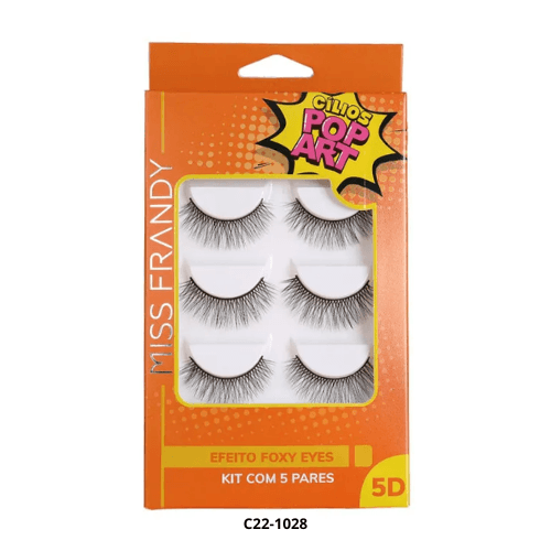 Cílios Pop Art Efeito Foxy Eyes com 5 pares Miss Frandy : CÍLIOS