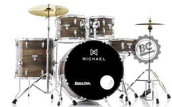 Bateria Michael Trinity Matte Oaky DMT322MDK com Bumbo 22",10",12",16" c/ Ferragens, Pratos e Banco BLACK FRIDAY