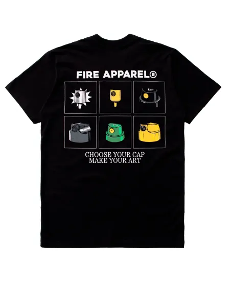 Camiseta Básica Fire Choose Your Cap, Pop Art (Preto)