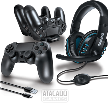 Controle e fone de ouvido do Playstation 4